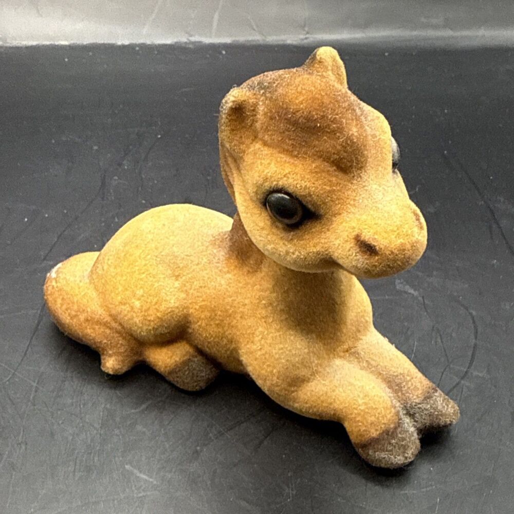 Vintage Josef Original Flocked Ceramic Horse Figurine Brown Collectible Japan